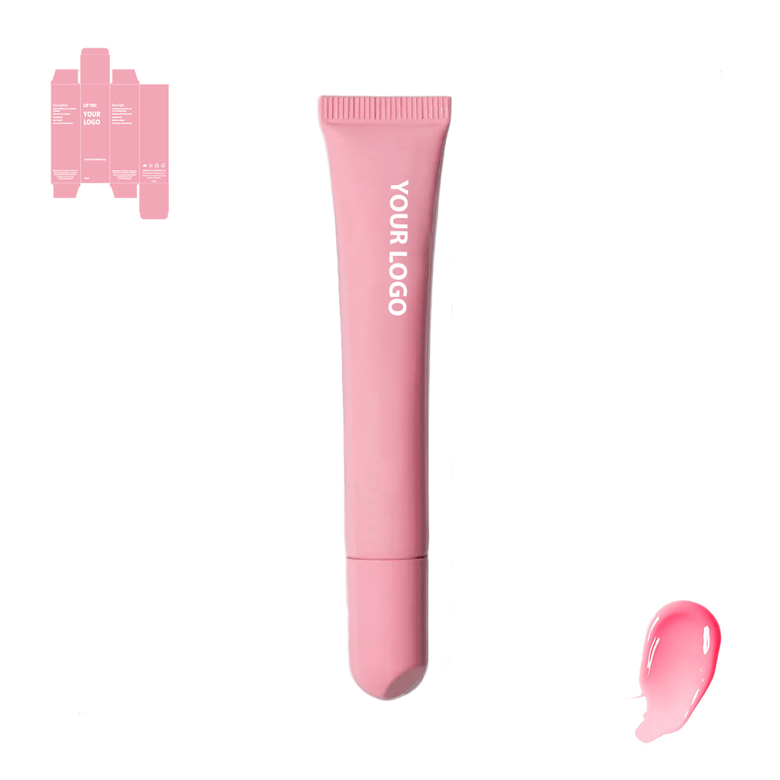 Custom lip treatment and lip mask with pink shade and pink packaging by a private label cosmetic manufacturer in Europe