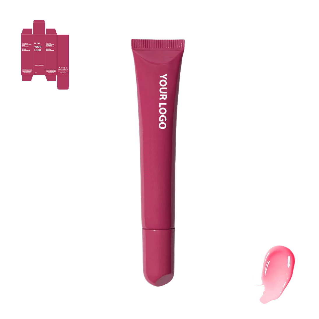 Custom lip treatment and lip mask with pink shade and red packaging by a private label cosmetic manufacturer in Europe