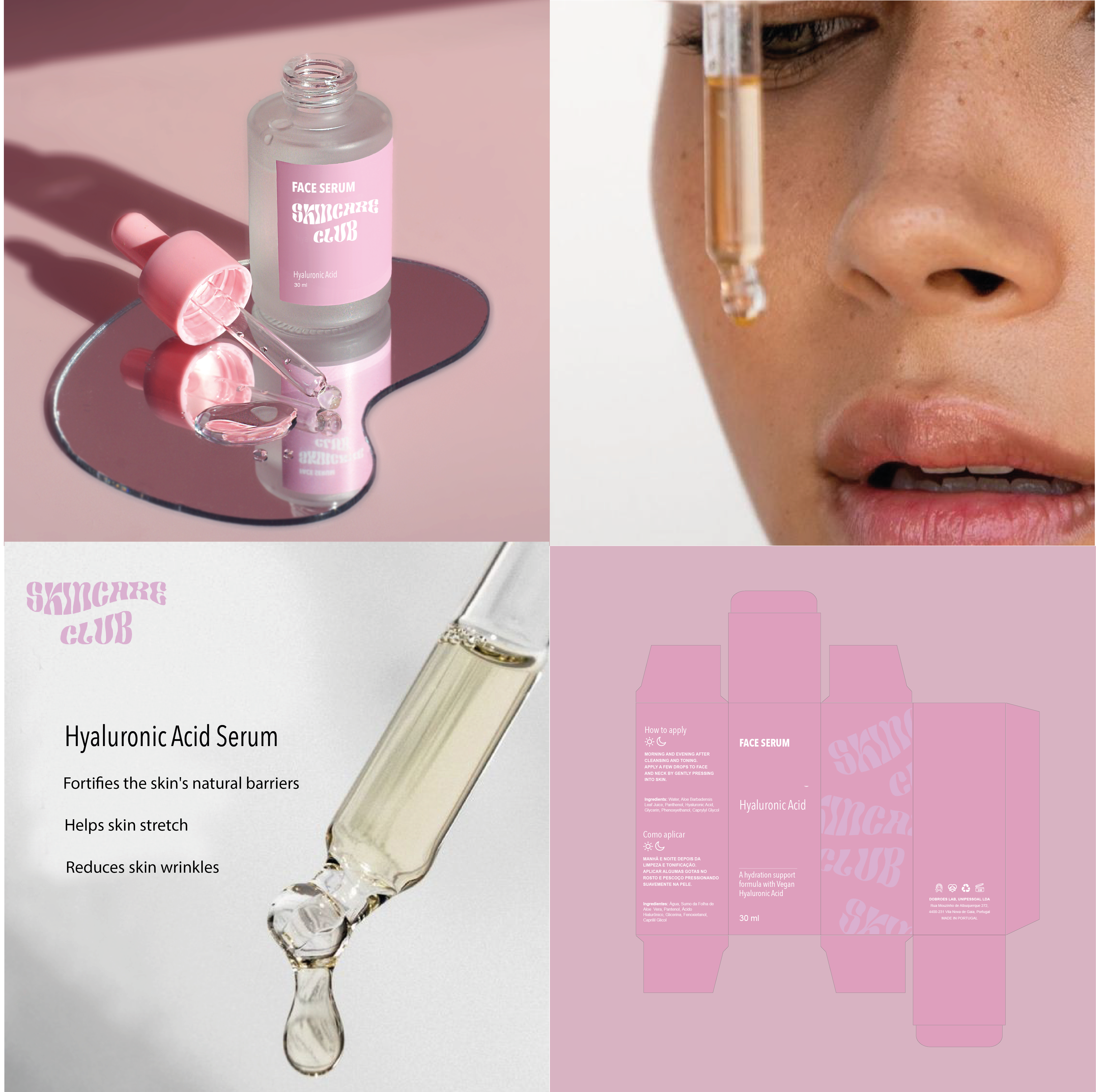 Custom Face serum with hyaluronic acid with low MOQ.