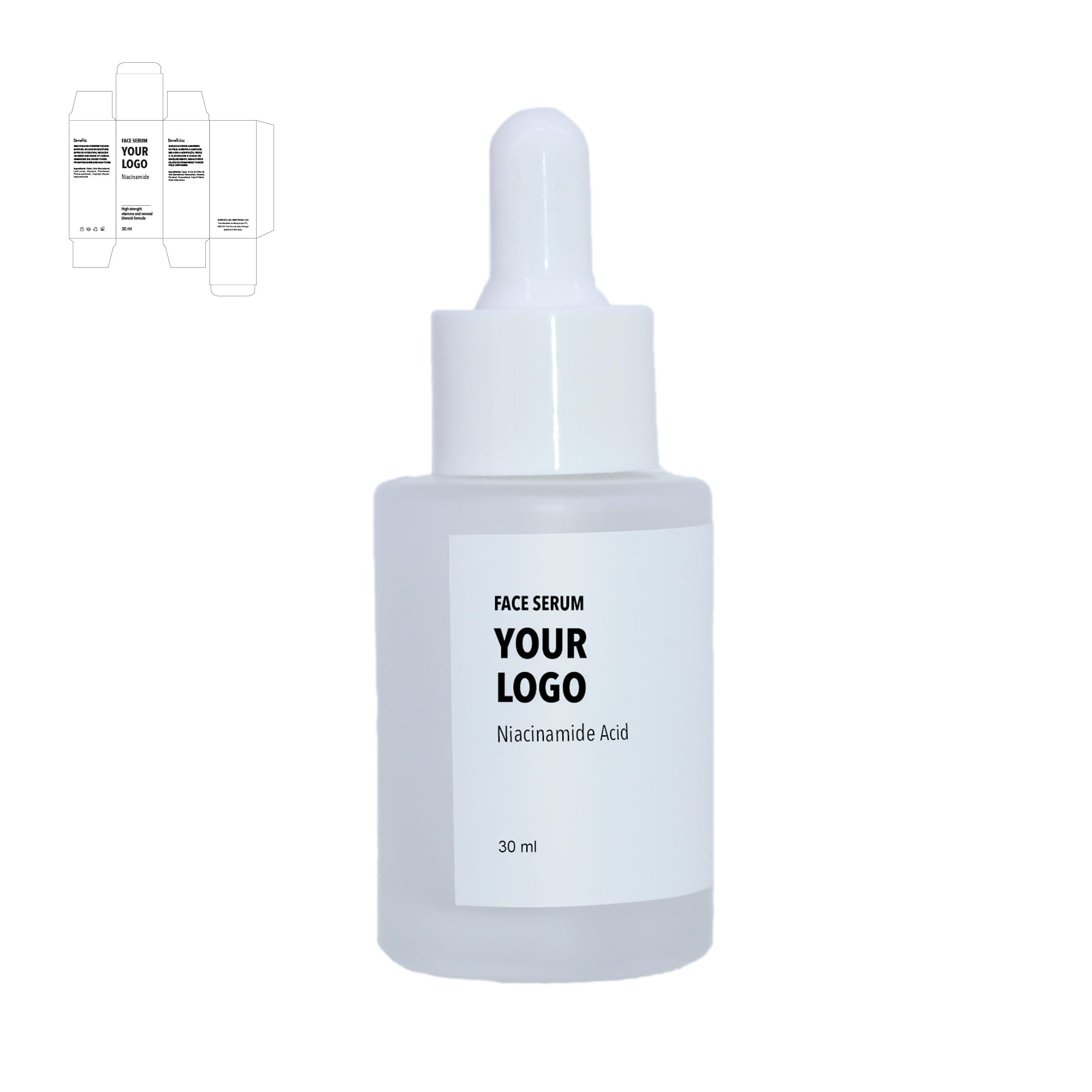 custom face serum niacinamide white packaging