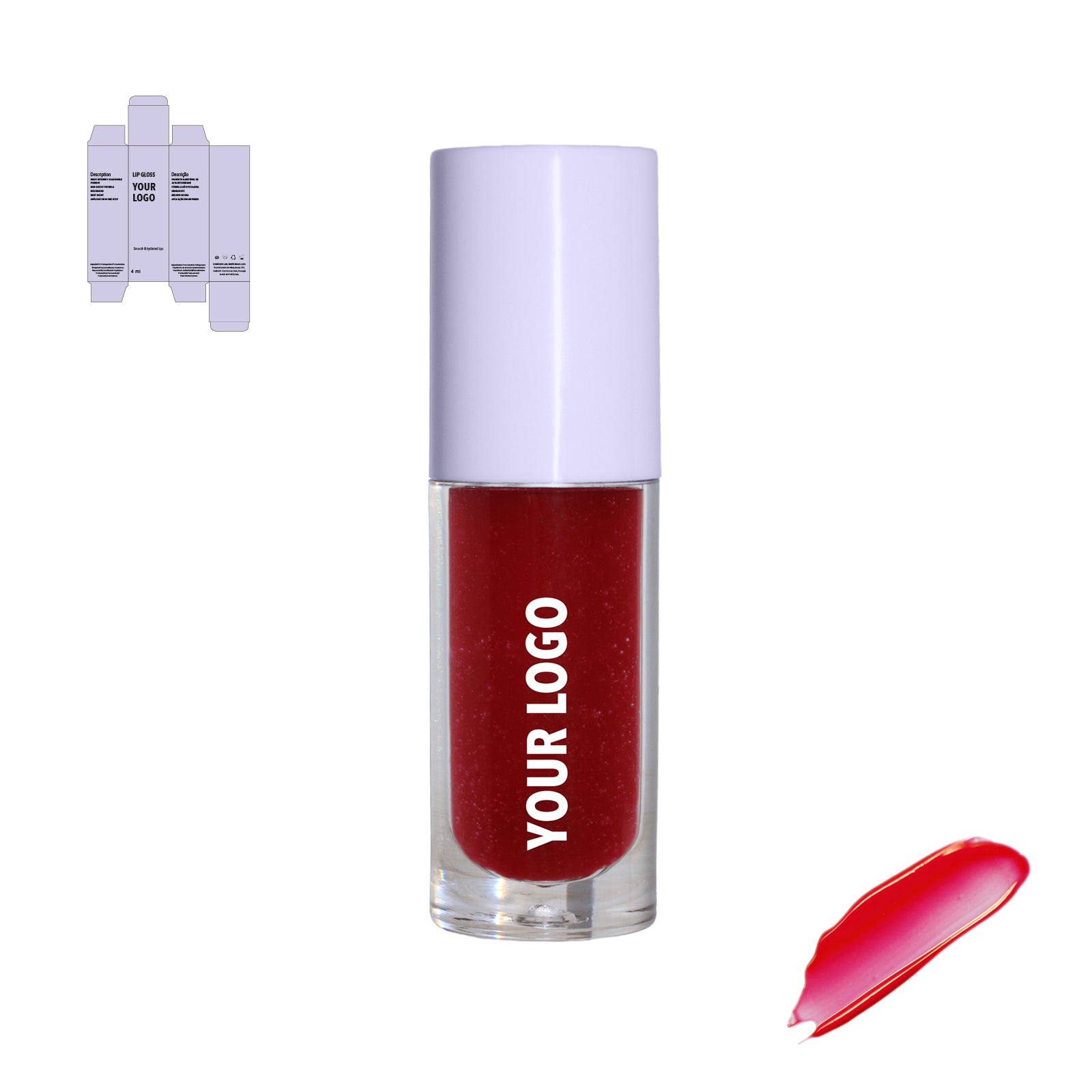 custom lip gloss red with purple packaging
