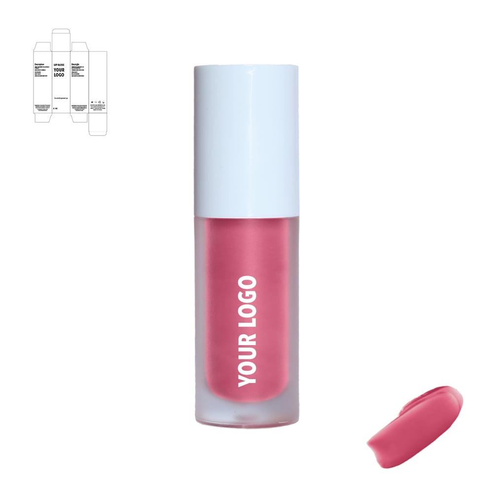 Custom liquid blush with dark pink shade and white packaging by a private label cosmetic manufacturer in Europe