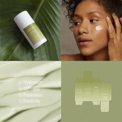 Private label moisturizer and face cream clean, vegan, sustainable, organic and smooth texture. 