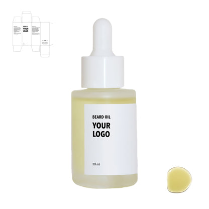 Custom Beard Oil made with argan oil with white packaging by a private label cosmetic manufacturer in Europe.