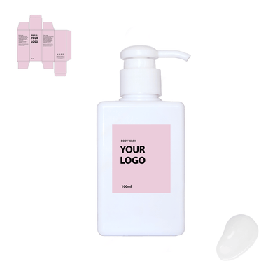 Custom Organic Body Wash with pink packaging by a private label cosmetic manufacturer in Europe