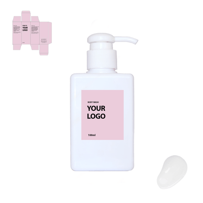 Custom Organic Body Wash with pink packaging by a private label cosmetic manufacturer in Europe