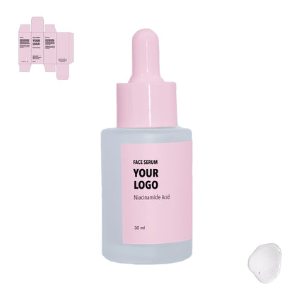 Custom Face Serum Niacinamide with pink label by a private label cosmetic manufacturer in Europe