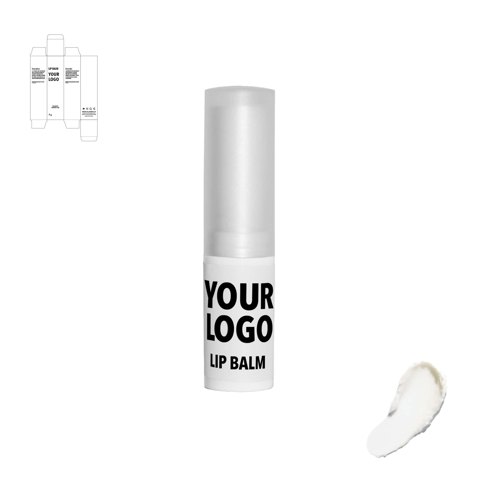 Custom Natural Lip Balm with coconut oil and olive oil by a private label cosmetic manufacturer in Europe. Organic and natural. 