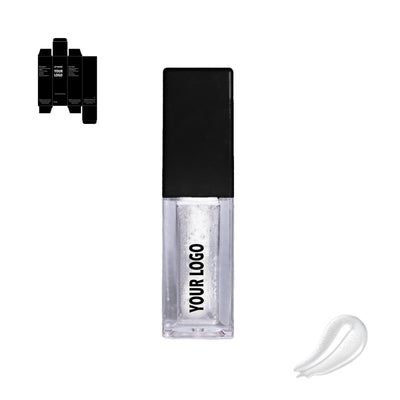 Custom lip oil clear with black packaging by a private label cosmetic manufacturer in Europe. Luxury lip care.