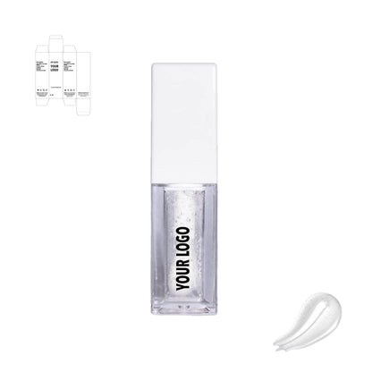 Custom lip oil clear with white packaging by a private label cosmetic manufacturer in Europe