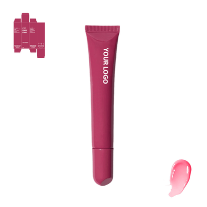 Custom lip treatment and lip mask with pink shade and red packaging by a private label cosmetic manufacturer in Europe