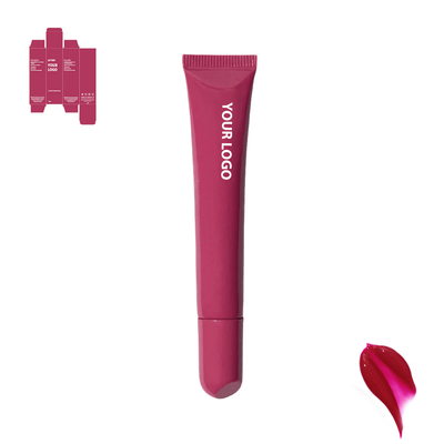 Custom lip treatment and lip mask with red shade and red packaging by a private label cosmetic manufacturer in Europe
