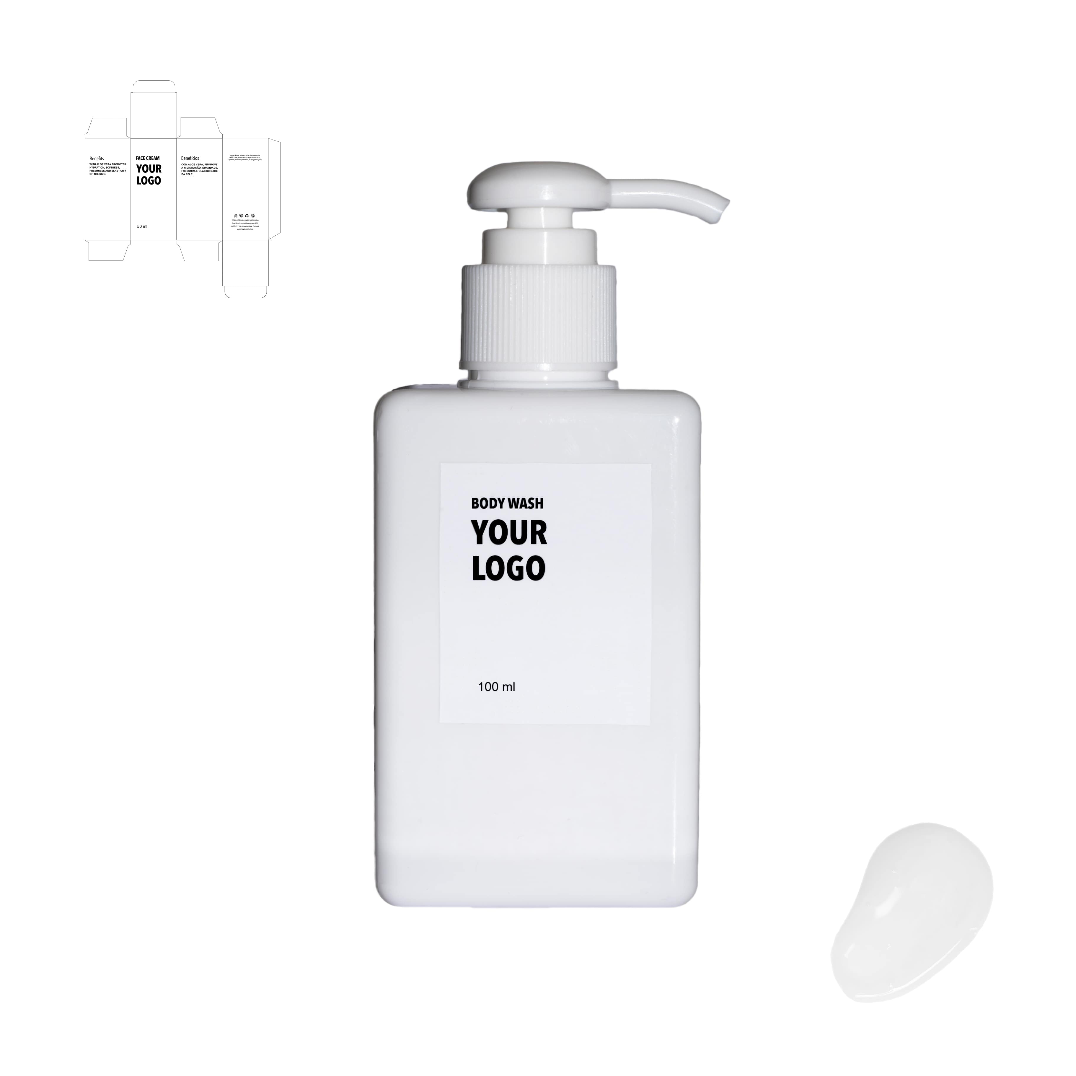 custom body wash white packaging