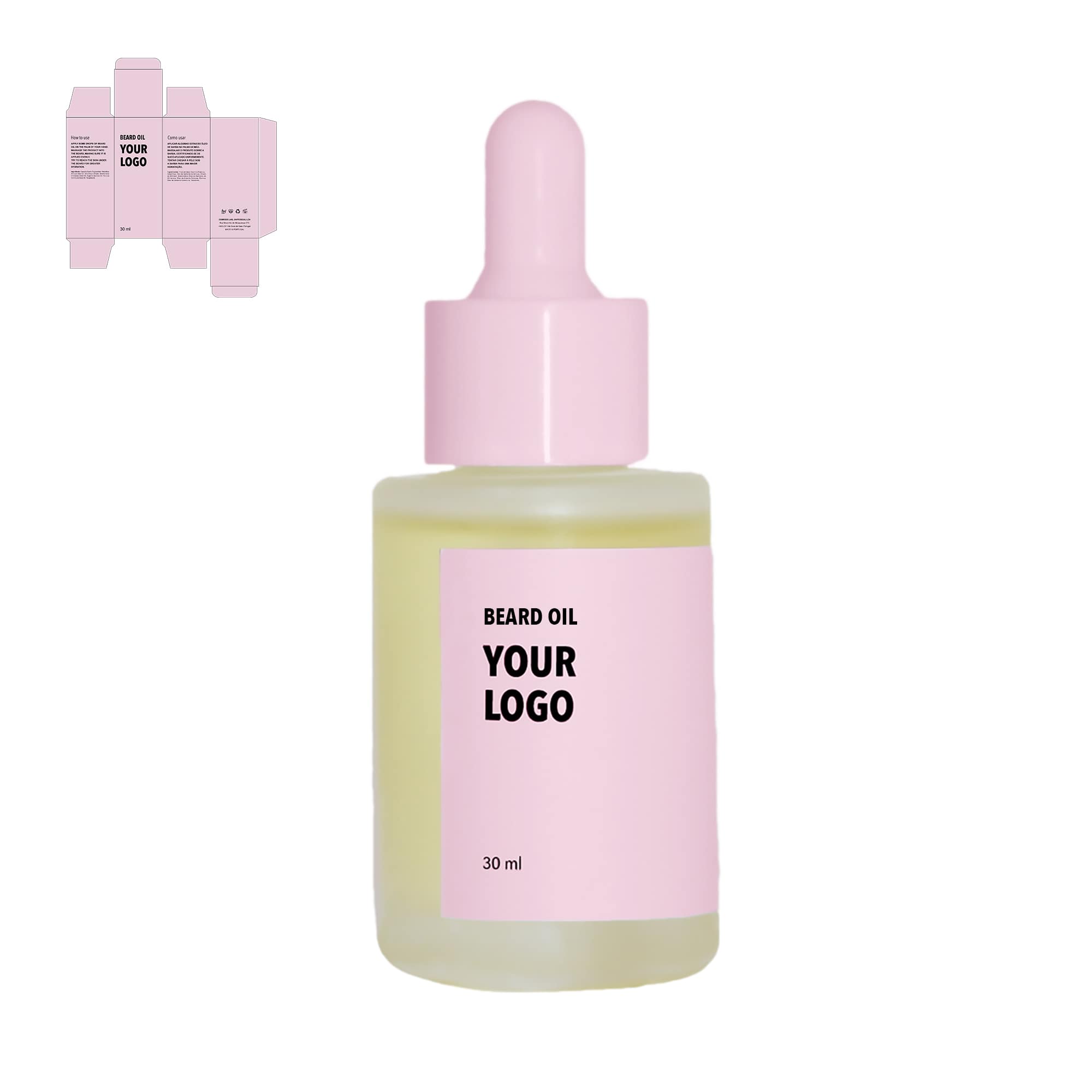custom beard oil pink packaging