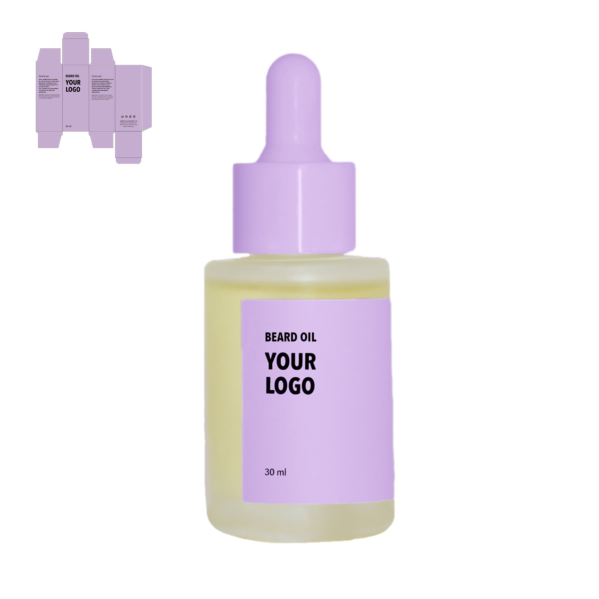 custom beard oil purple packaging