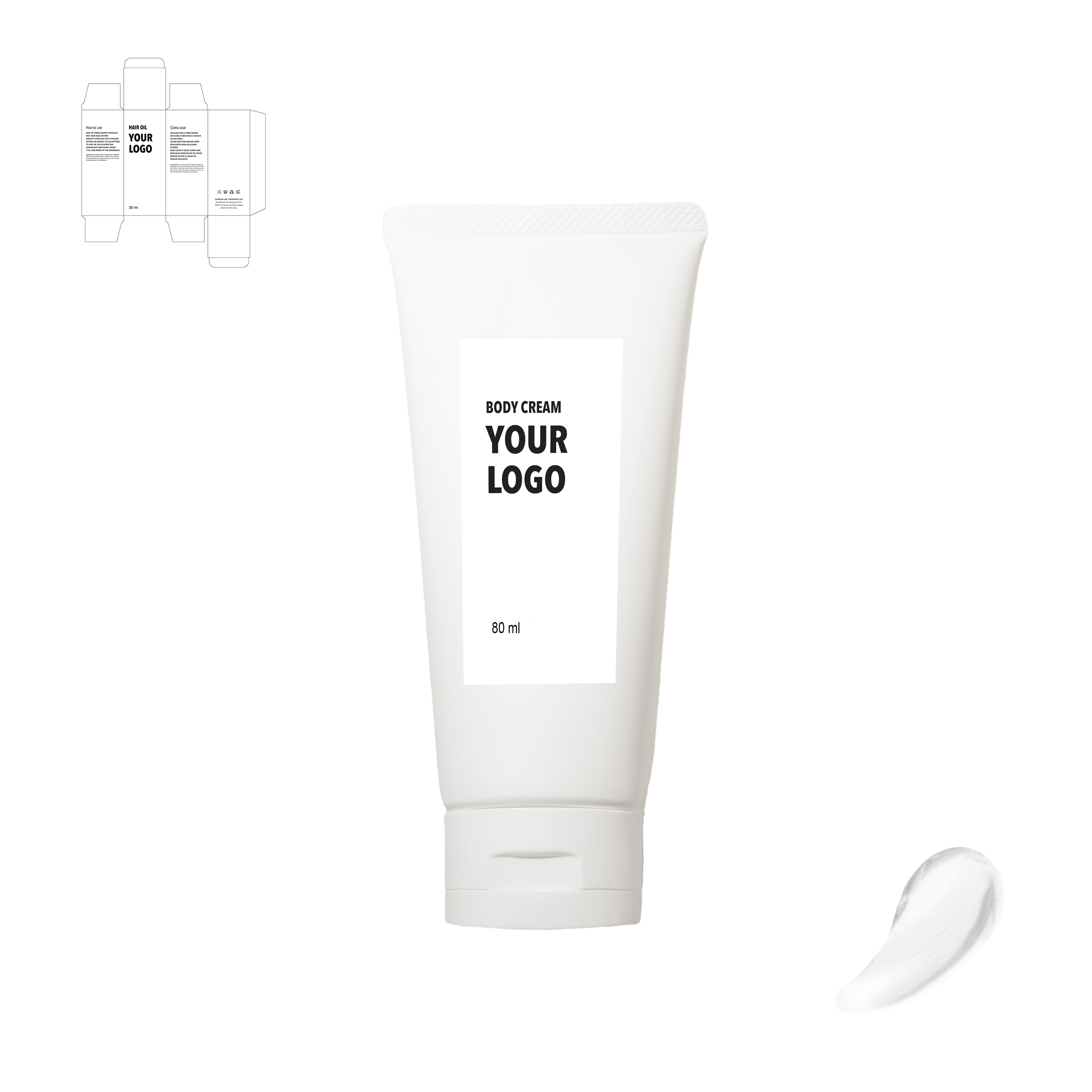 custom body cream white packaging
