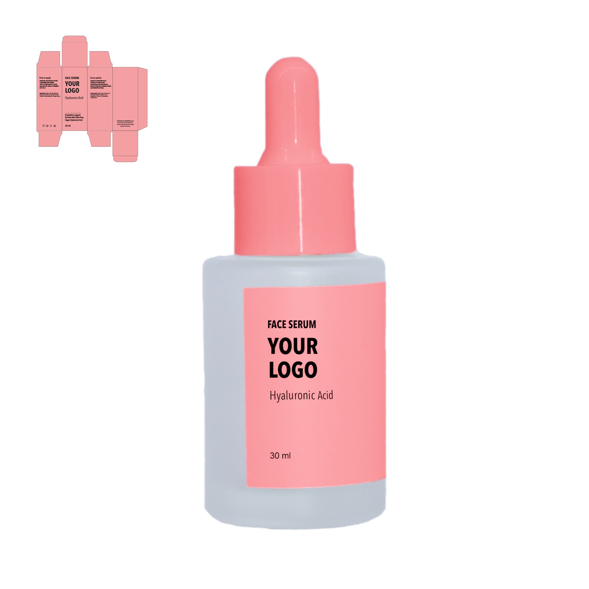 custom face serum hyaluronic acid red packaging