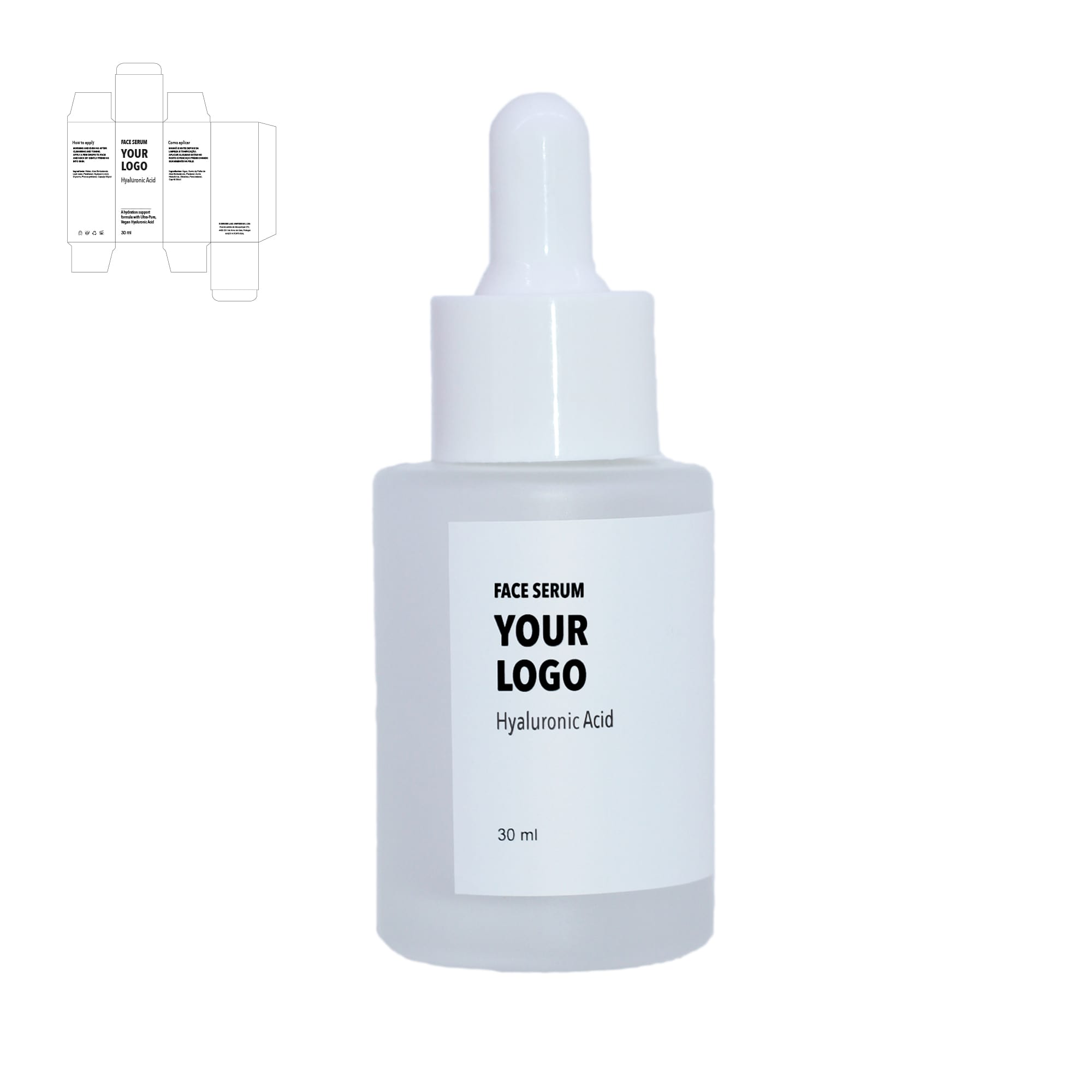 custom face serum hyaluronic acid white packaging