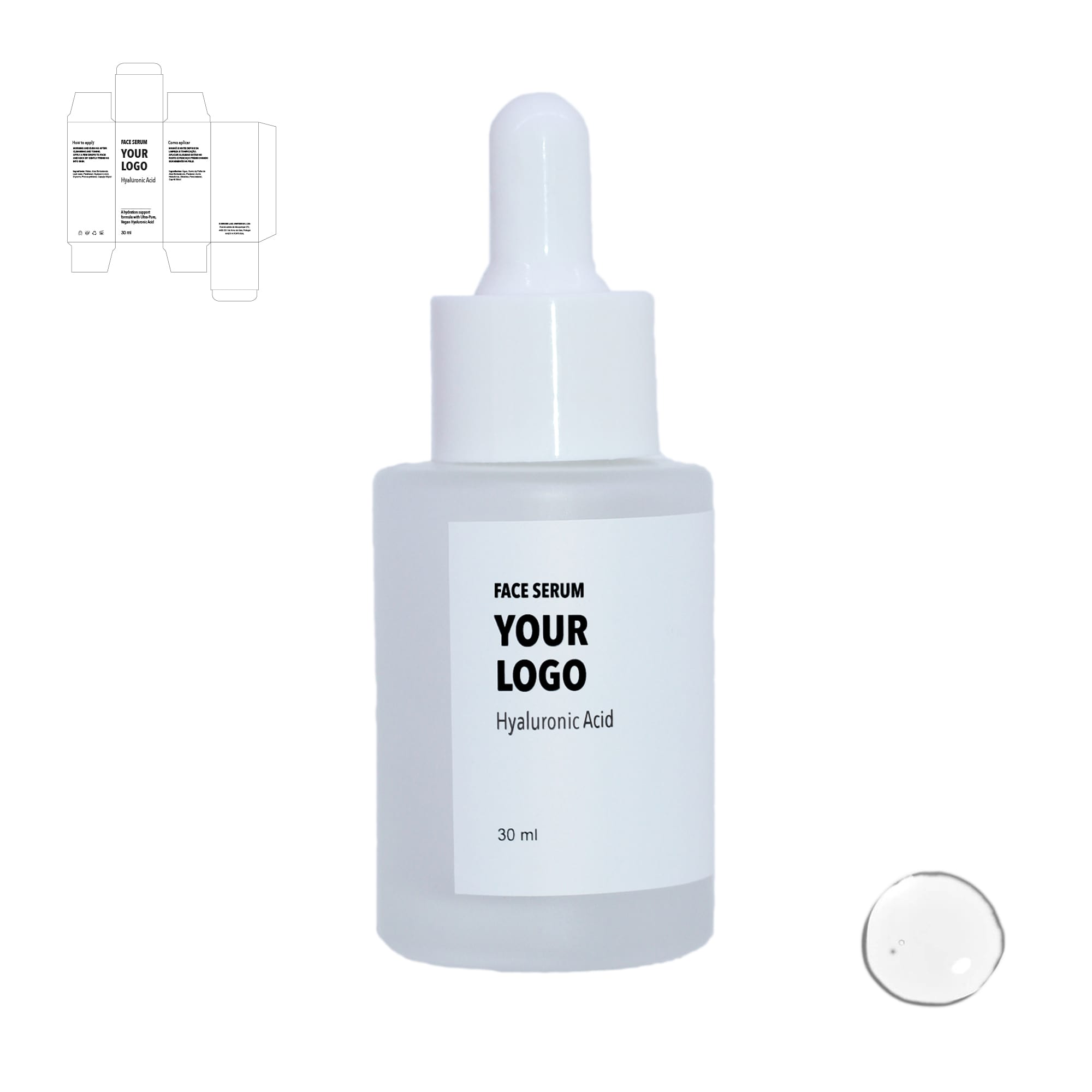 custom face serum hyaluronic acid white packaging swatch
