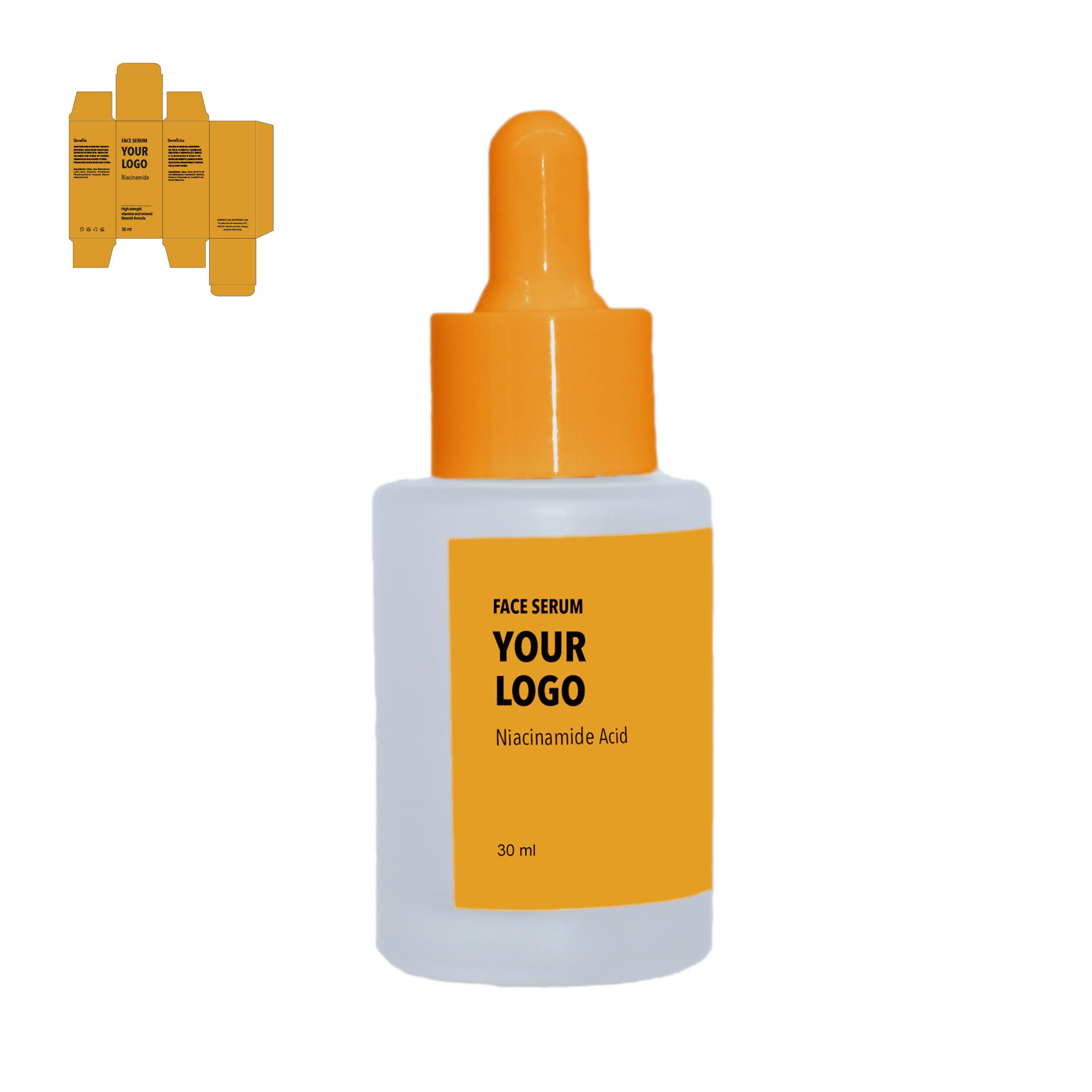 custom face serum niacinamide orange packaging