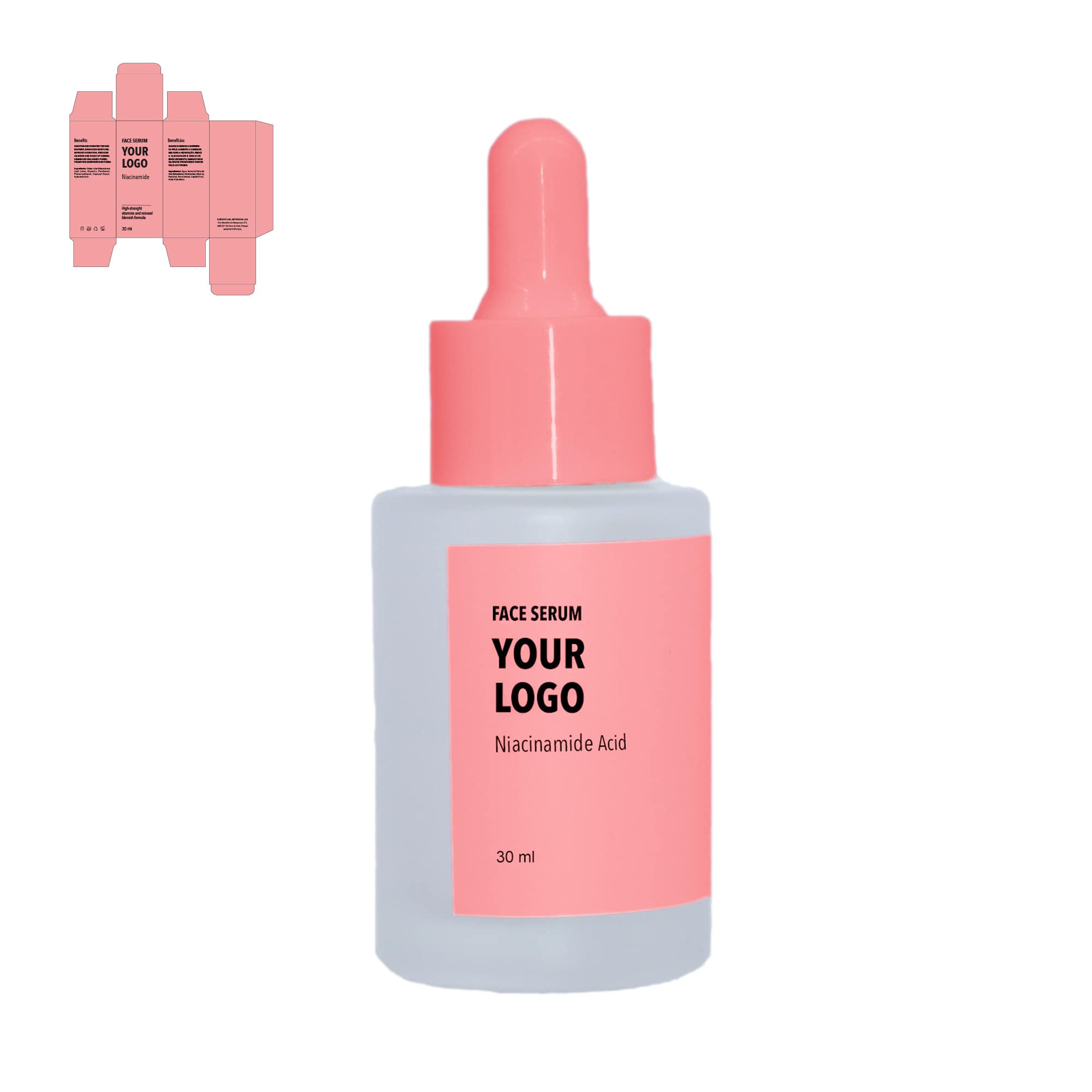 custom face serum niacinamide red packaging