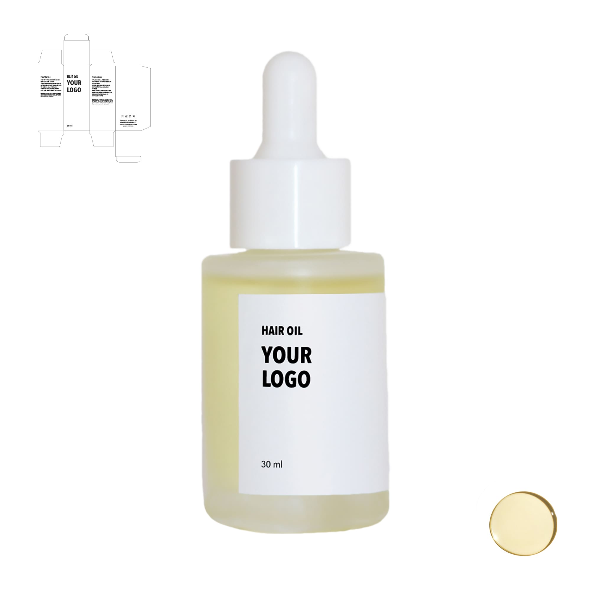 custom hair oil white packaging