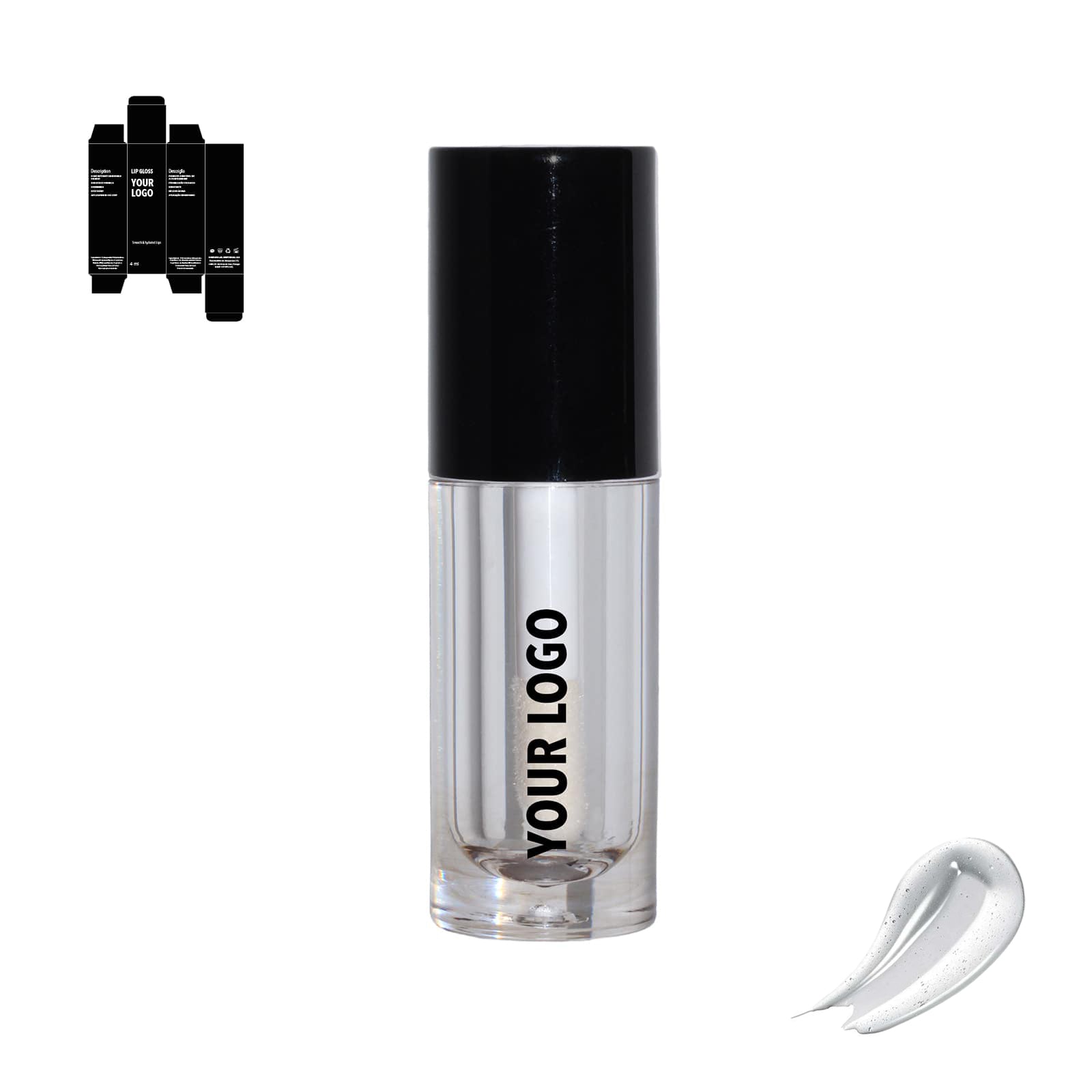 custom lip gloss black packaging
