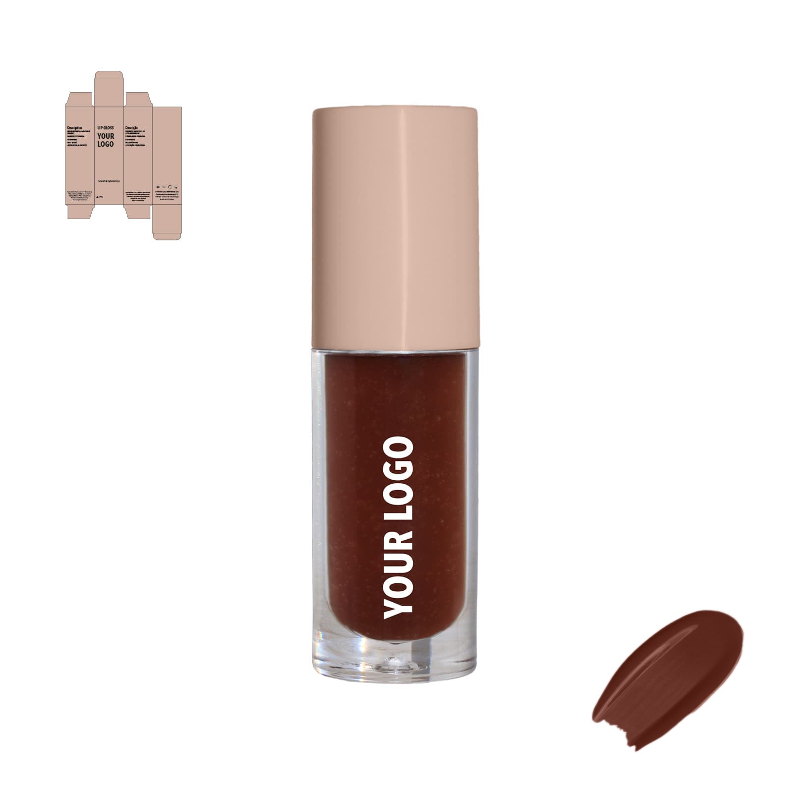 custom lip gloss brown with brown packaging