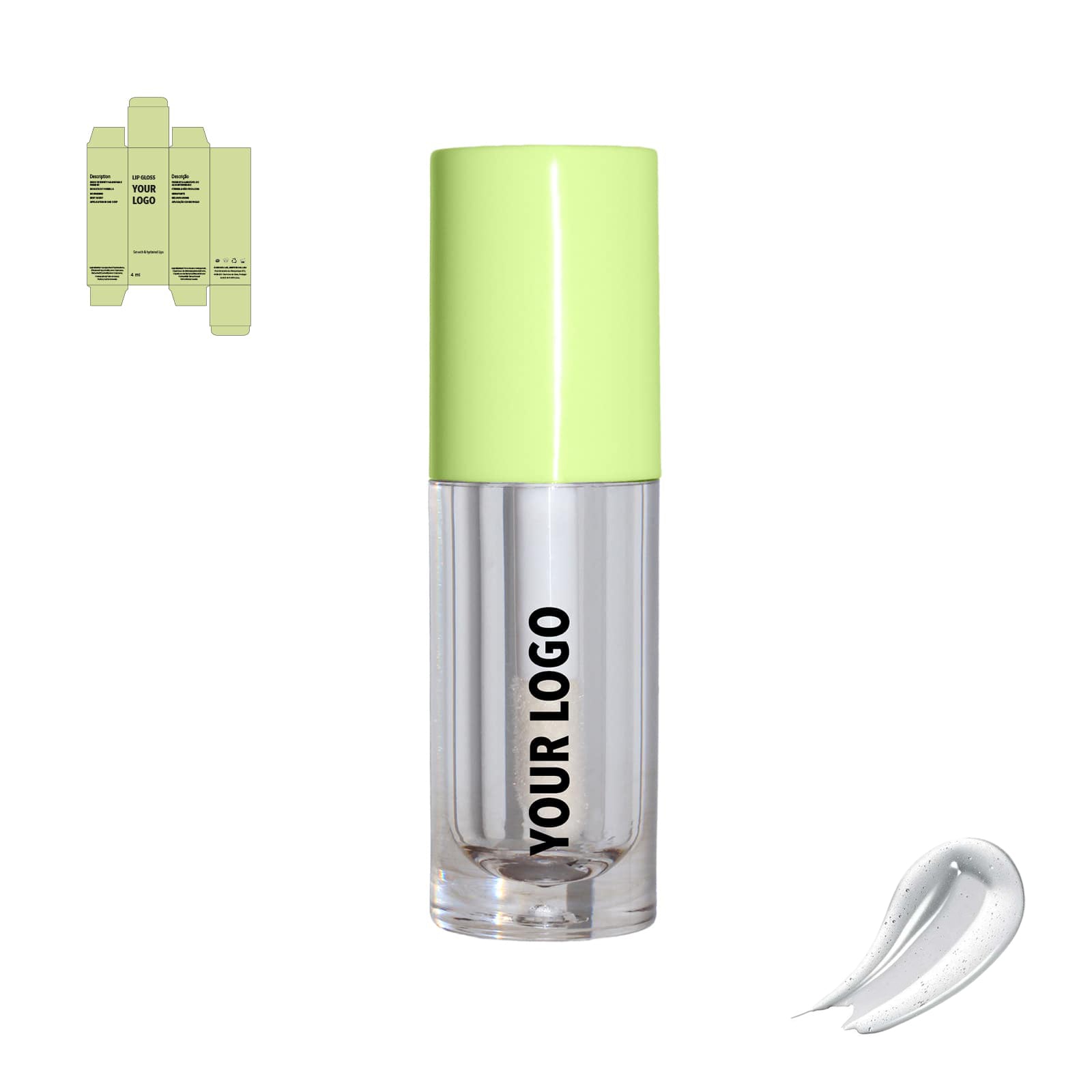 custom lip gloss green packaging