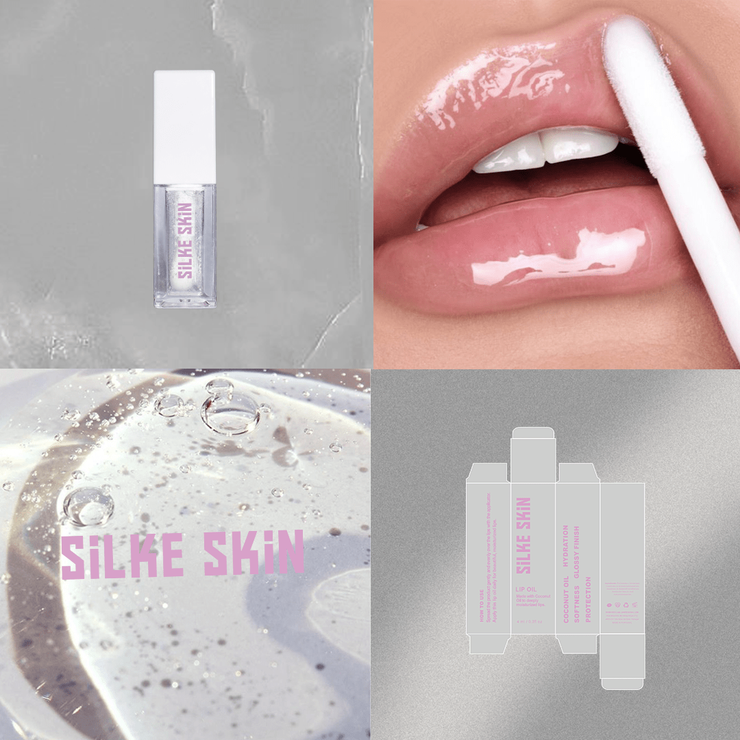 custom lip oil clear brand example