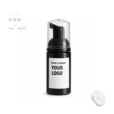 face cleanser for private label with black packaging, travel size from a skincare manufacturer. 