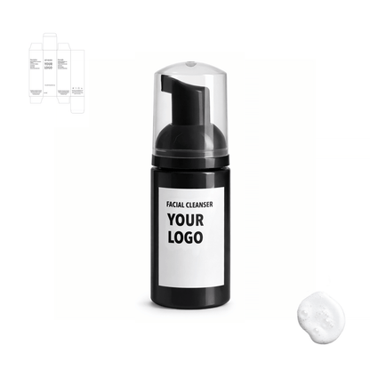face cleanser for private label with black packaging, travel size from a skincare manufacturer. 