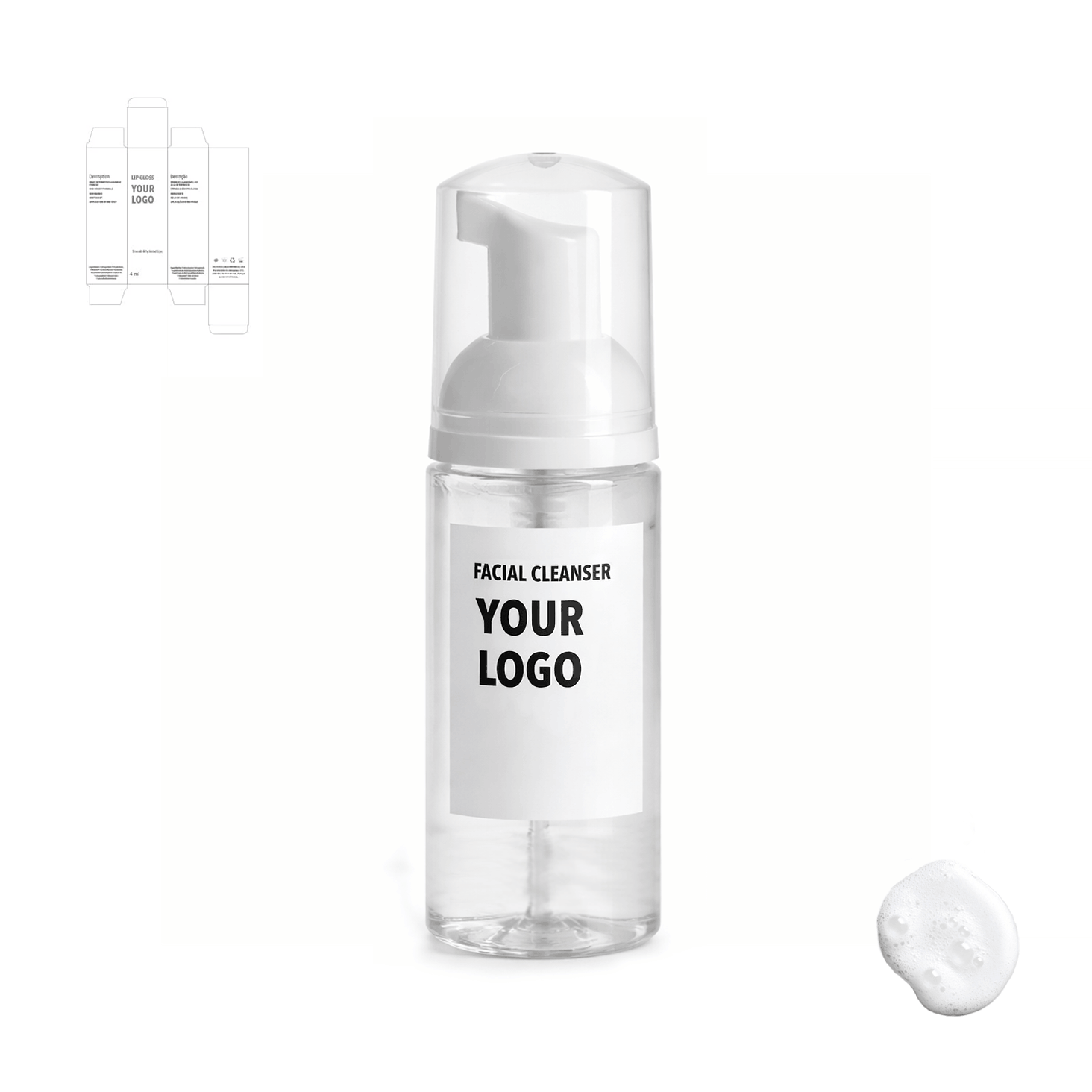 face cleanser for private label with clear packaging from a skincare manufacturer. 