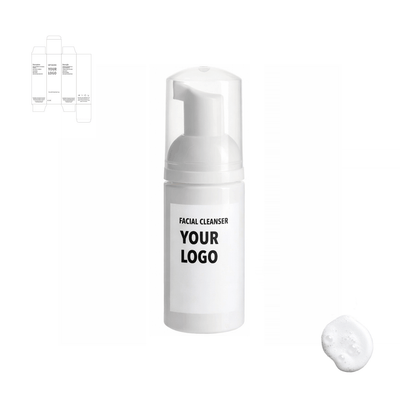 face cleanser for private label, travel size with white packaging from a skincare manufacturer. 