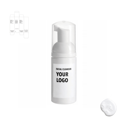 face cleanser for private label, travel size with white packaging from a skincare manufacturer. 