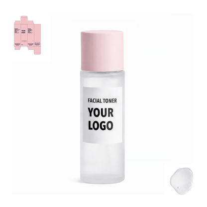 facial toner for private label with pink packaging from a skincare manufacturer. 
