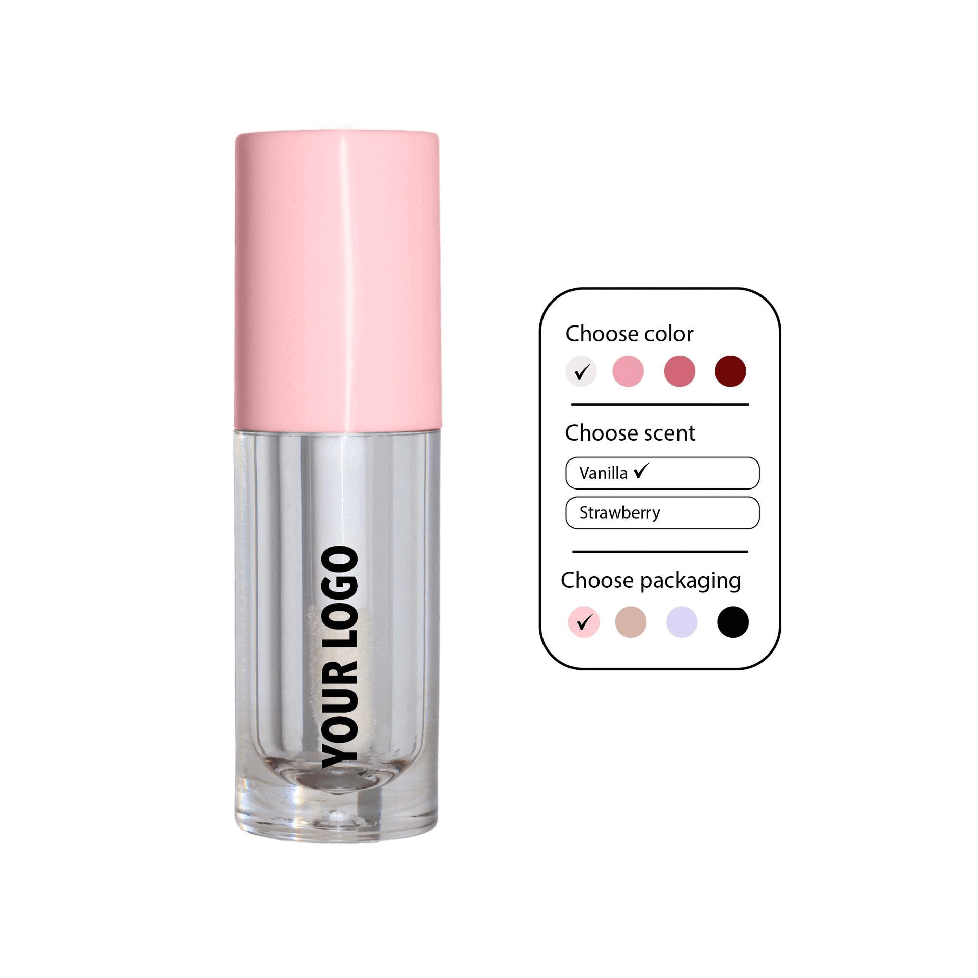 Custom lip gloss colors for lip care brands. 