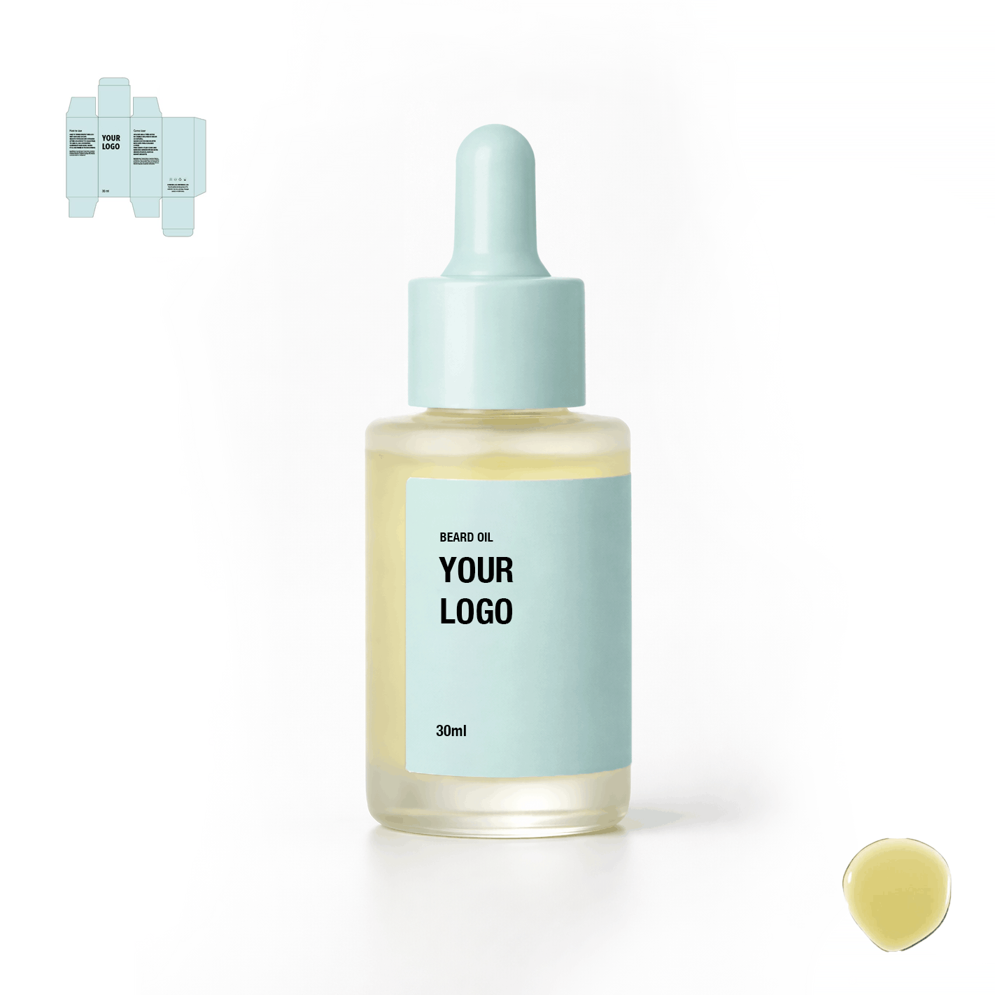 Private label beard oil with blue packaging for private label brands