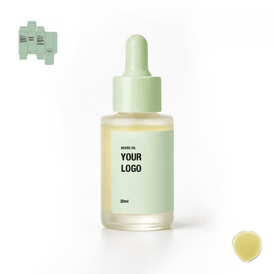 Private label beard oil with green packaging for private label brands.