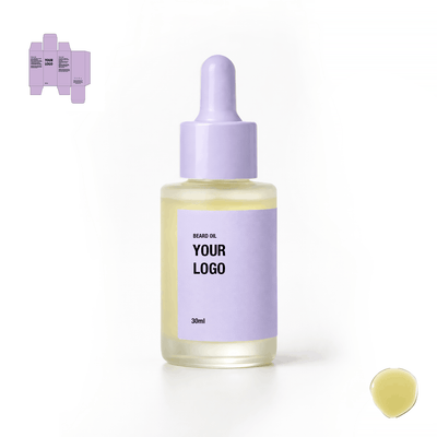Private label beard oil with purple packaging for private label brands.