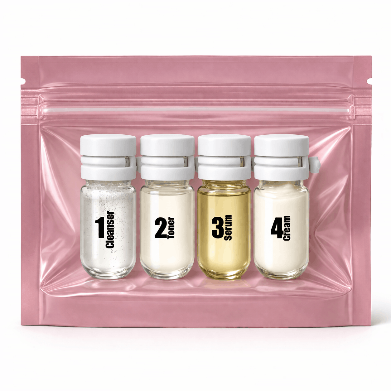 private label skincare capsules with pink packaging. Private label skincare supplier and manufacturer. 